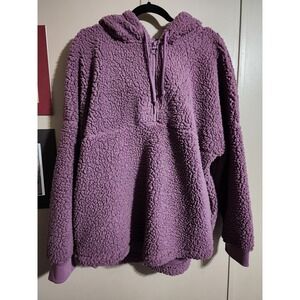 Pink Victoria's Secret Teddy Hoodie Quarter Zip Large Purple